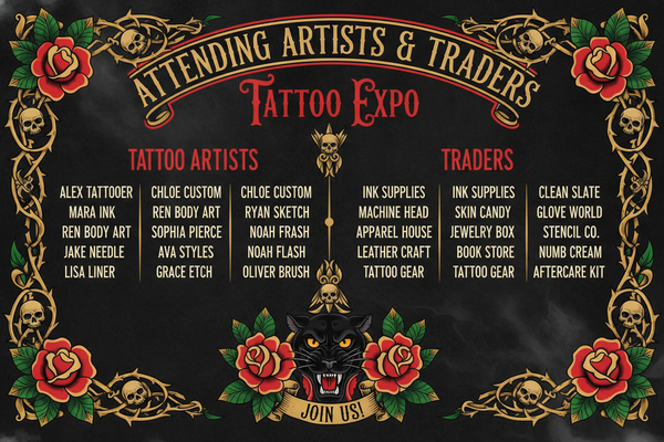 list of attending traders and tattoo artists